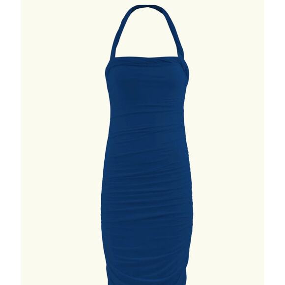 MESHKI Camila Ruched Halter Midi Dress - M - Picture 5 of 6